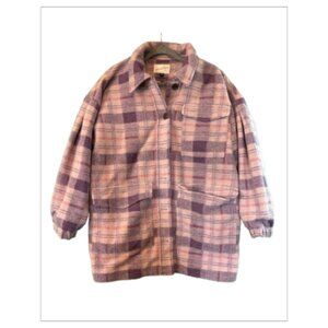 GW UNIVERSAL THREAD GOODS CO Oversized Lavender Plaid Flannel Coat Size M